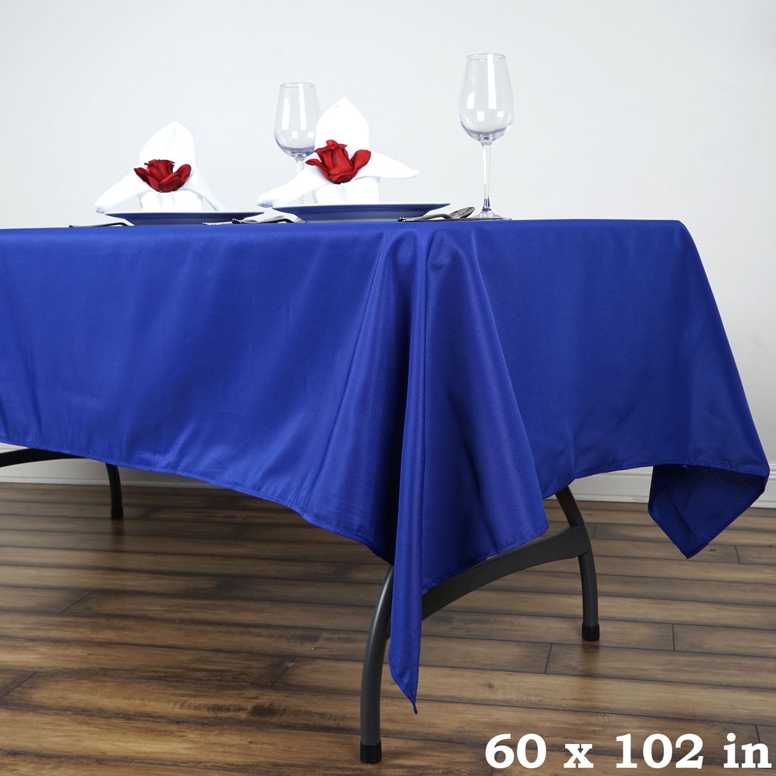 Balsacircle 60X102-Inch Royal Blue Rectangle Polyester Tablecloth Table Cover Linens For Wedding Party Events Kitchen Dining